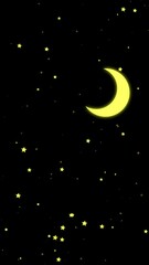 stars and moon rotating vertical. 15 seconds motion graphic of cartoon stars rotation and moon, 4k v