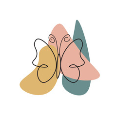 butterfly line art with minimalist color