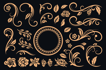 vintage gold beautiful decorative element vector