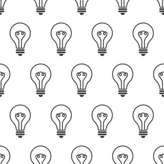 Seamless pattern with incandescent light bulb. Modern linear vector pattern with lamp