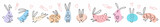 Fototapeta Fototapety na ścianę do pokoju dziecięcego - A hand-drawn set of cute rabbits. Vector children's illustration of funny rabbits drawn in the style of doodles.
