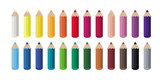 Kolorowa kredka. Zestaw 24 ołówków w różnych barwach. Przybory szkolne, artykuły papiernicze, kreatywność, hobby, narzędzie artystyczne.