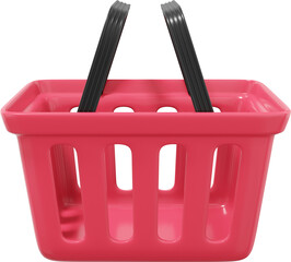 Poster - Empty red shopping cart. PNG transparent background. 3D rendering.