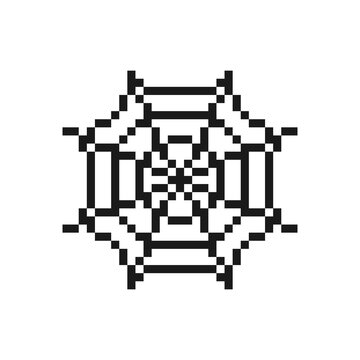 Spider web Halloween pixel icon isolated on white background, vector sign symbol.