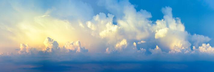 Wall Mural - panorama of dramatic vibrant color with cloud of sunrise