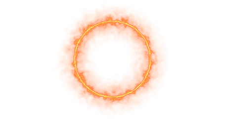 footage solar fire portal ring, circle on alpha channel and black background. abstract yellow orange