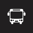 eps10 white vector school bus solid icon isolated on black background. transportation symbol in a simple flat trendy modern style for your website design, logo, pictogram, and mobile application