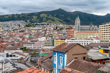 Wall Mural - street view of quito old town, ecuador