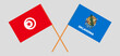 Crossed flags of Tunisia and The State of Oklahoma. Official colors. Correct proportion