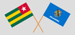 Crossed flags of Togo and The State of Oklahoma. Official colors. Correct proportion