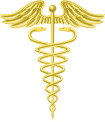 Sticker - Caduceus gold medical symbol