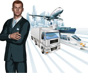 Wall Mural - Logistics business man concept background