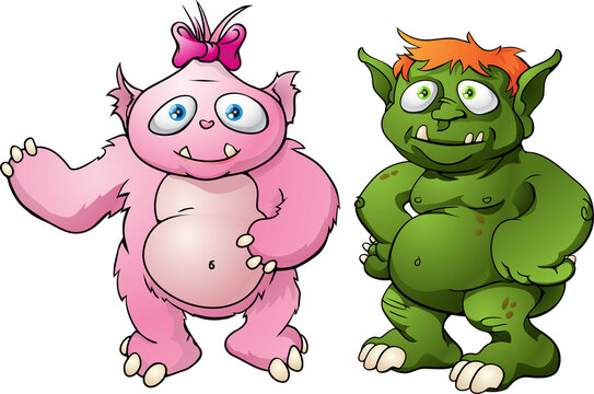 Cute monster cartoon characters