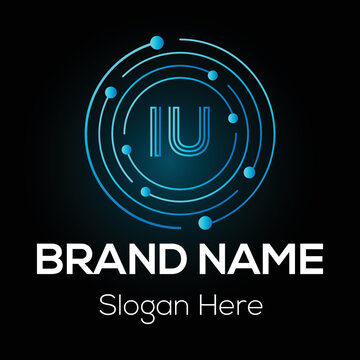 Abstract IU letter modern initial lettermarks logo design