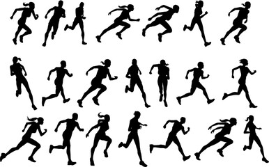 Poster - Runners running silhouettes