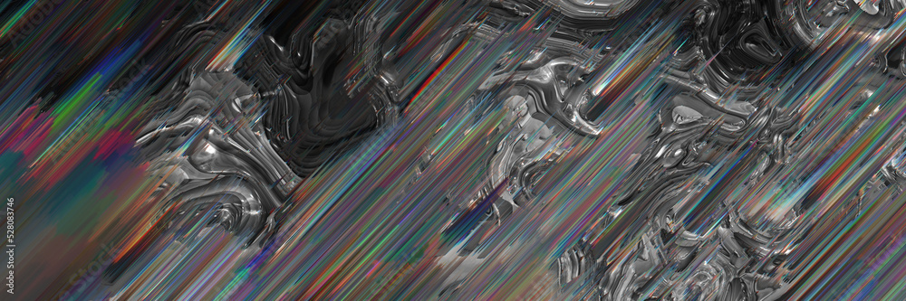 Psychedelic abstract futuristic grey shapes with fluorescent Sci Fi ...