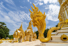 Nakhon Phanom, Thailand, July 31, 2022. The Naga At Wat Marukkha Nakhon Has A Chedi Shaped Like Phra That Phanom. Nakhon Phanom Province, Thailand