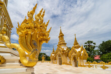 Nakhon Phanom, Thailand, July 31, 2022. The Naga At Wat Marukkha Nakhon Has A Chedi Shaped Like Phra That Phanom. Nakhon Phanom Province, Thailand