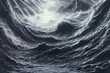 Wrath of nature, impossibly turbulent surreal hurricane storm with huge terrifying waves. Armageddon climate disaster, digital painting