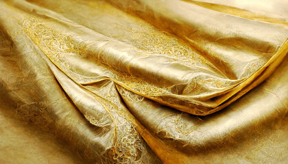 Wall Mural - Gold luxury satin fabric texture for background