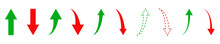 Conjunto De Flechas Verde Y Rojo, Hacia Arriba Y Abajo De Diferentes Estilos