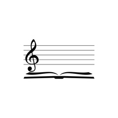 Wall Mural - Note Music Book Logo design isolated on white background