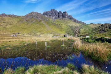 Canvas Print - View of the Old Man of Storr in Skye, Scotland at day