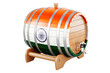 Wooden barrel with Indian flag, 3D rendering