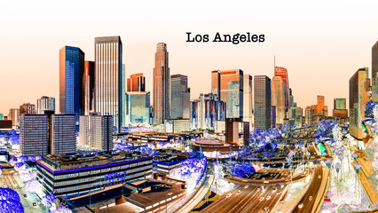 Fototapete - Los Angeles City Illustration-2