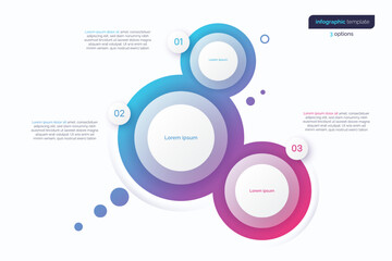 Abstract vector gradient minimalistic infographic template composed of 3 circles