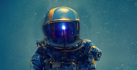 Poster - A man in an astronaut suit is in outer space. 3D rendering