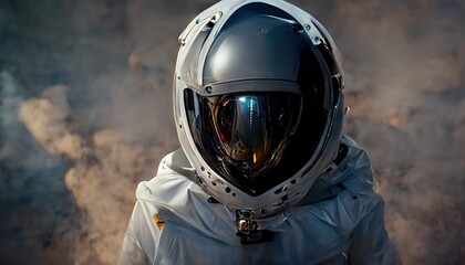 Poster - There is a man in a white astronaut suit in the frame. 3D rendering