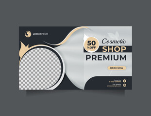 Wall Mural - landscape cosmetics beauty sale social media post and banner template. elegant vector design to prom