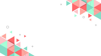 Wall Mural -  Modern Abstract Background with Low Poly Triangle Retro Memphis and Pastel Colors
