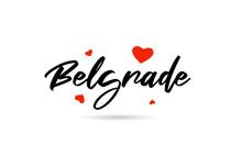 Belgrade Handwritten City Typography Text With Love Heart