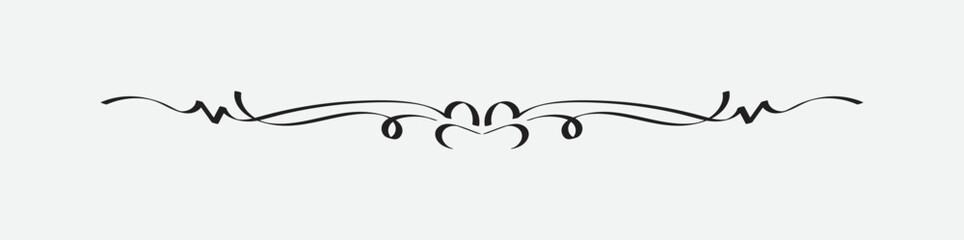 ornamental filigree flourish or thin divider. Classical vintage element, vector illustration