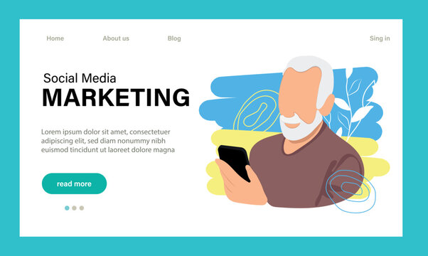 Landing page template of Social media marketing. Modern flat design concept of web page design for website and mobile website. Easy to edit and customize. Vector illustration