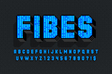 Fototapete - Pixel vector alphabet design, stylized like in 8-bit games