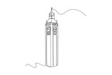 Fototapeta Big Ben - Continuous one line drawing big ben clock in London. Landmark concept.  Single line draw design vector graphic illustration.