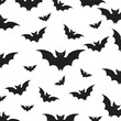Vector seamless pattern with black bats. Halloween illustration. scary vampire bat silhouettes background.