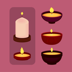 Sticker - diwali lamps and candle