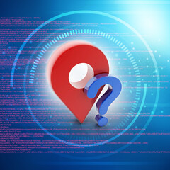 Fototapete - 3d rendering Red map pointer with question mark