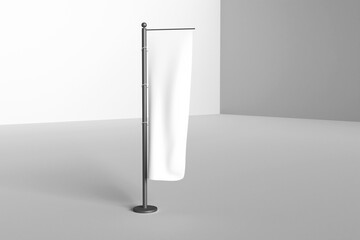Wall Mural - Blank white flying banner display mockup, isolated, 3d rendering