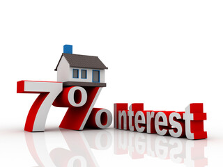 Sticker - 3D rendering housing lone 7 percentage interest