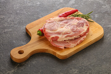 Raw pork meat neck steak