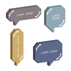 Fototapete - collection set of cute pastel 3d retro 8 bit pixel speech bubble balloon think, speak, talk, templat