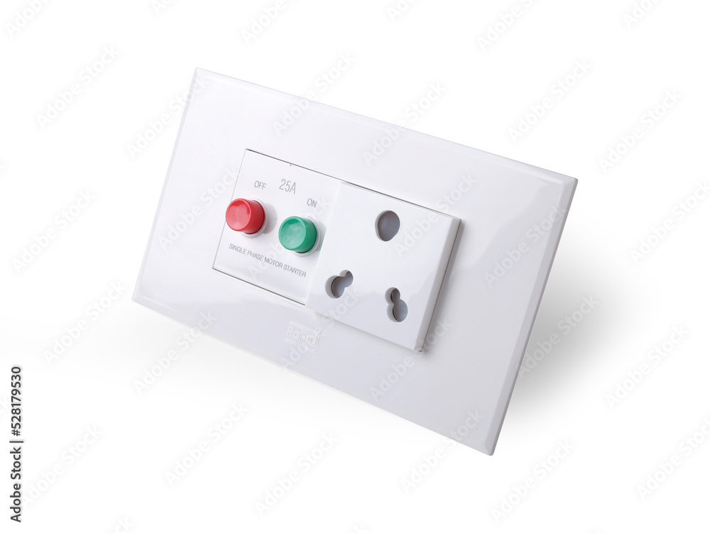 Plug Switchboard Electricity Switch board with one switch and one Plug in white colour ...