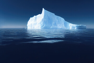 3d illustration of Iceberg in clear blue water and hidde under water