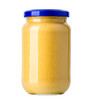Glass jar of mustard