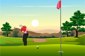 Poster - play golf into the hole